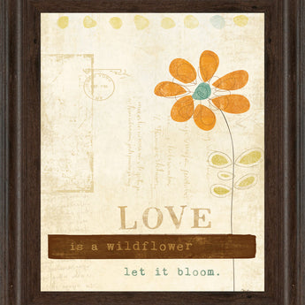 Let Love Bloom By Mollie B - Framed Print Wall Art - Beige
