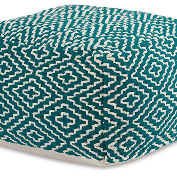 Brynnsen - Pouf - Teal / Ivory