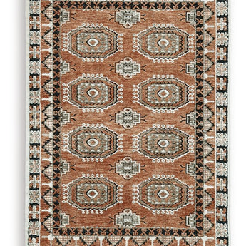 Qaabiz - 5' x 7' Rug - Sienna / Ivory / Black