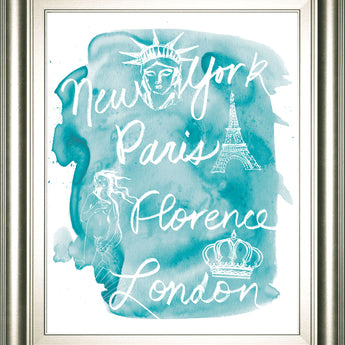 Sightseeing I By Lottie Fontaine - Framed Print Wall Art - Light Blue