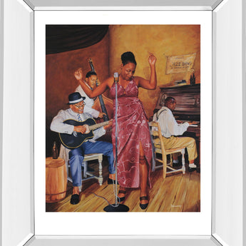 Jazz Vocals - Mirror Framed Print Wall Art - Light Brown
