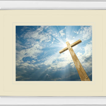 Cross In The Sky By Viadischern - Mirror Framed Photo Print Wall Art - Blue
