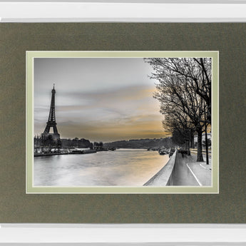 River Seine And The Eiffel Tower By Assaf Frank - Mirror Framed Print Wall Art - Gray
