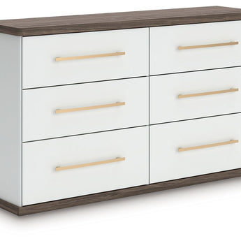 Kendanport - Six Drawer Dresser - Brown / White