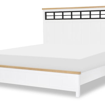 Horizons - Complete Panel Bed - Pure White / Natural Oak