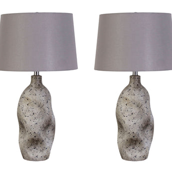 "Stonehaven Elegance" Ceramic Table Lamp (Set of 2) - Natural Stone