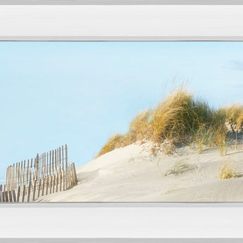 Beachscape L By James Mcloughlin - Mirror Framed Print Wall Art - Light Blue