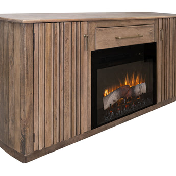 Mezquite - 1 Drawer 2 Doors Fireplace TV Stand - Mezquite Brown