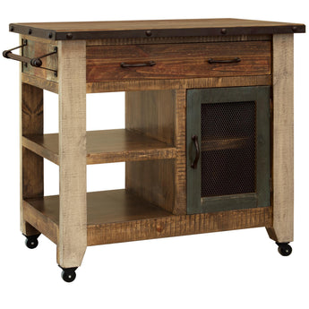 Antique Kitchen Island With 1 Drawer Multicolor - Islands at Quality Home Furniture Mesquite