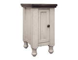 Stone Chairside Table With 1 Door Antiqued Ivory / Weathered Gray - Chair Side Tables at Quality Home Furniture Mesquite