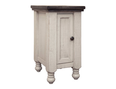 Stone Chairside Table With 1 Door Antiqued Ivory / Weathered Gray - Chair Side Tables at Quality Home Furniture Mesquite