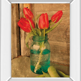 Country Tulips By Anthony Smith - Mirror Framed Print Wall Art - Red