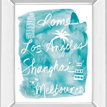 Sightseeing Il By Lottie Fontaine - Mirror Framed Print Wall Art - Light Blue