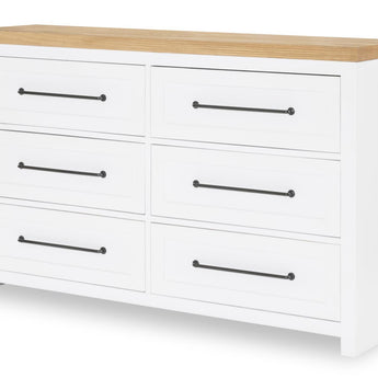 Horizons - 6 Drawers Dresser - Pure White / Natural Oak