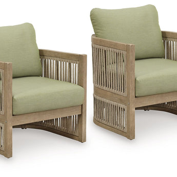 Serena Shores - Sillón con cojín (juego de 2) - Beige/Verde