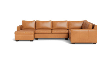Track 141" Leather Corner Sectionals W. Full Sleeper & Left Chaise -