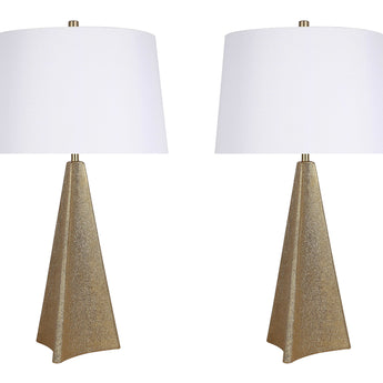 "Golden Apex" Ceramic Table Lamp (Set of 2) - Electroplated Gold