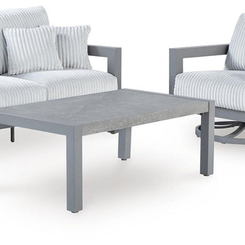 Hurley Park - 4 Pc. - Outdoor Sofa, 2 Lounge Chairs And Coffee Table - Gray