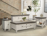 Stone Cocktail Table With 4 Drawers Antiqued Ivory / Weathered Gray - alternate view