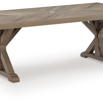 Laguna Heights - Mesa de comedor rectangular con opción de sombrilla - Beige