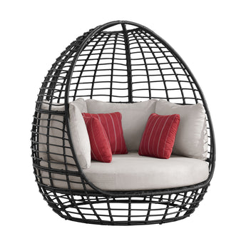 Playa - Sillón doble con 3 cojines - Gris oscuro/Beige