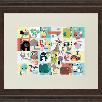 Animal Abc By Julian Phillips - Framed Print Wall Art - Beige
