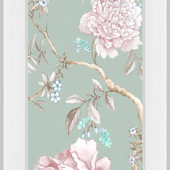 Oriental Garden I By Eva Watts - Mirrored Frame 42 x 18 Wall Art - Green