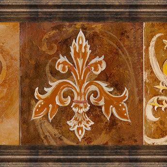 Fleur De Lis Trio Il By Thomas Riker - Framed Print Wall Art - Dark Brown