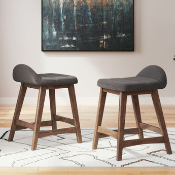 Lyncott - Upholstered Barstool (Set of 2) - Charcoal / Brown