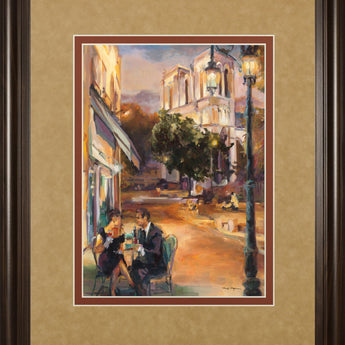 Twilight Time In Paris By Marilyn Hageman - Framed Print Wall Art - Light Brown