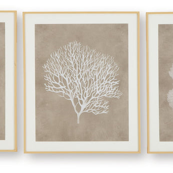 Hendridge - Juego de arte de pared (juego de 3) - Gris topo/blanco