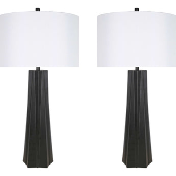 "Obsidian Glow" Metal Table Lamp (Set of 2) - Matte Black