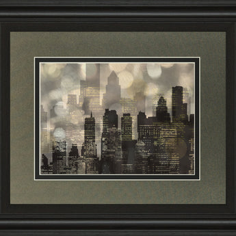 City Lights By Katrina Craven - Framed Print Wall Art - Black