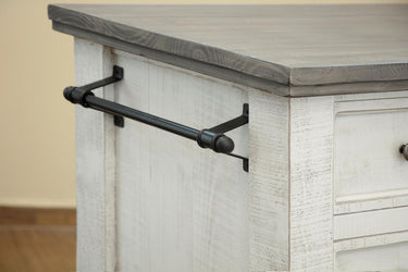 Stone Kitchen Island With 3 Drawer / 2 Doors / 4 Shelves And Casters Antiqued Ivory / Weathered Gray - alternate view