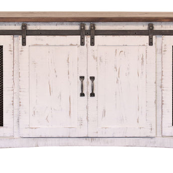 Pueblo TV Stand / Console / Wall Unit Antiqued White / Brown - TV Stands at Quality Home Furniture Mesquite