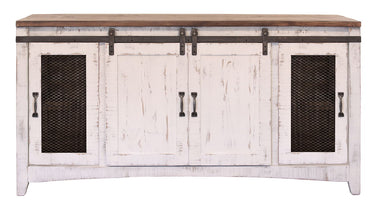 Pueblo TV Stand / Console / Wall Unit Antiqued White / Brown - TV Stands at Quality Home Furniture Mesquite