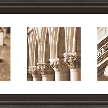 Architectural Triptych I By Tony Koukos - Framed Print Wall Art - Beige
