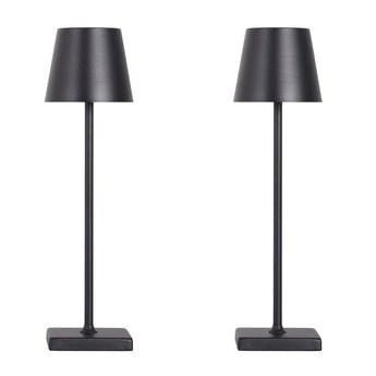 "Eclipse Aura I" Rechargeable LED Metal Accent Lamp (Set of 2) - Black