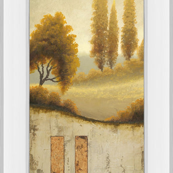 Beyond The Village By Michael Marcon - Mirror Framed Print Wall Art - Beige