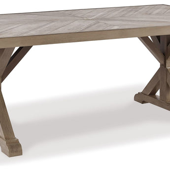 Beachcroft - Rectangular Dining Table With Umbrella Option - Beige