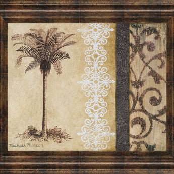 Decorative Palm Il By Michael Marcon - Framed Print Wall Art - Beige