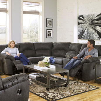 Tambo - 3 Pc. - Right Arm Facing Loveseat with Console 2 Pc Sectional, Rocker Recliner - Pewter