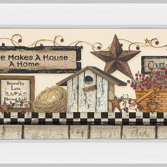 Love Makes A House A Home By Linda Spivey - Mirror Framed Print Wall Art - Beige