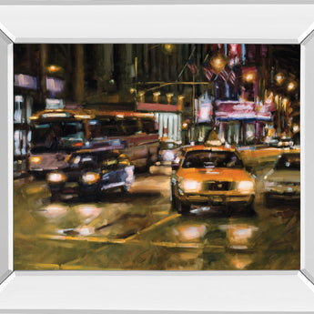 Radio City, New York City By Desmond O'hagan - Mirror Framed Print Wall Art - Light Brown