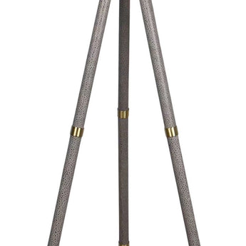 "Luxe Tripod Elegance" Faux Leather Wrap Floor Lamp - Greige / Soft Gold
