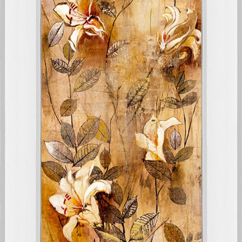 Candlelight Lilies I By Douglas - Mirror Framed Print Wall Art - Beige