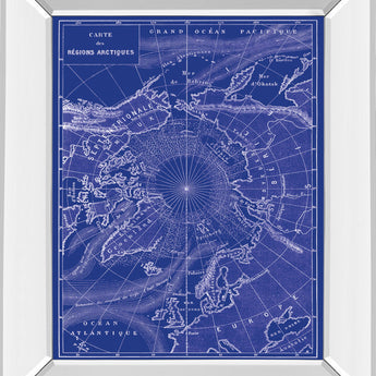 Arctic Map By The Vintage Collection - Mirror Framed Print Wall Art - Blue