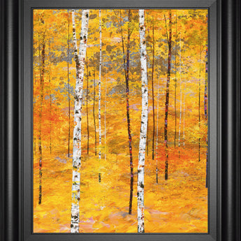 Iridescent Trees V By Alex Jawdokimov - Framed Print Wall Art - Yellow