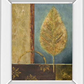 Azure Leaf By Viola Lee - Mirror Framed Print Wall Art - Bronze