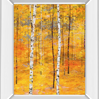 Iridescent Trees V By Alex Jawdokimov - Mirror Framed Print Wall Art - Yellow